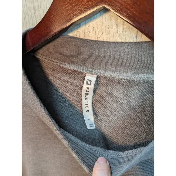 Fabletics Long Sleeve Sweatshirt Women's Gray Lightweight Drawstring Crop Large - Picture 3 of 6